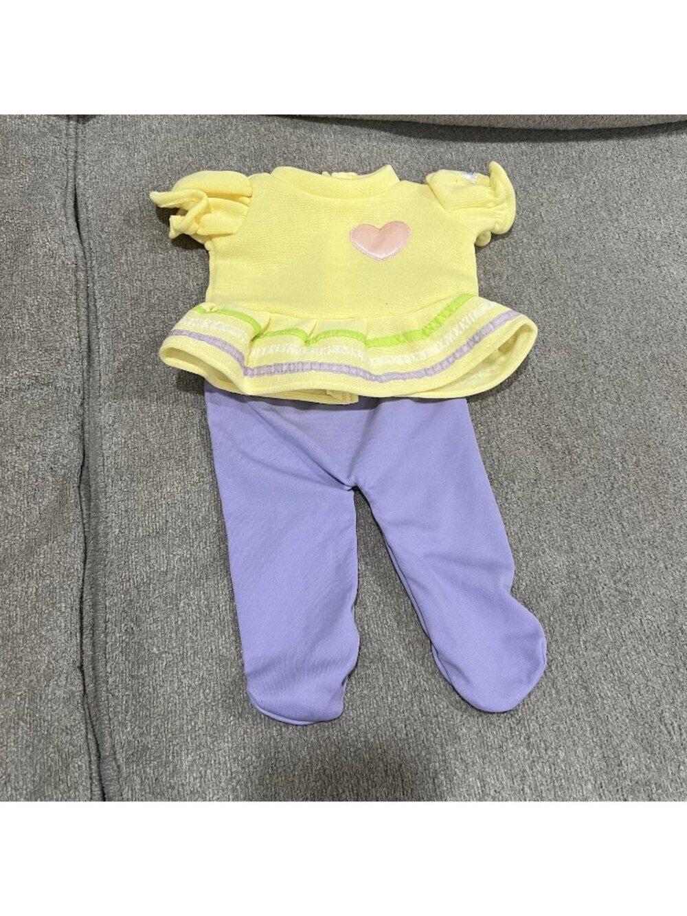 Vintage Cabbage Patch Kid Yellow Heart Dress & Purple Tights
